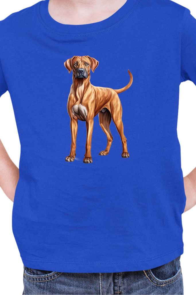 Kinder T-Shirt Dogs Breeds Rhodesian Ridgeback Dog Breed 005, 3-4 Jahr - 104 / Blau