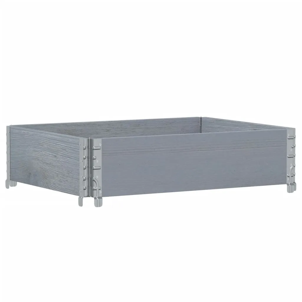 Cadre de palette 80x60 cm Gris en bois massif pour stockage empilable