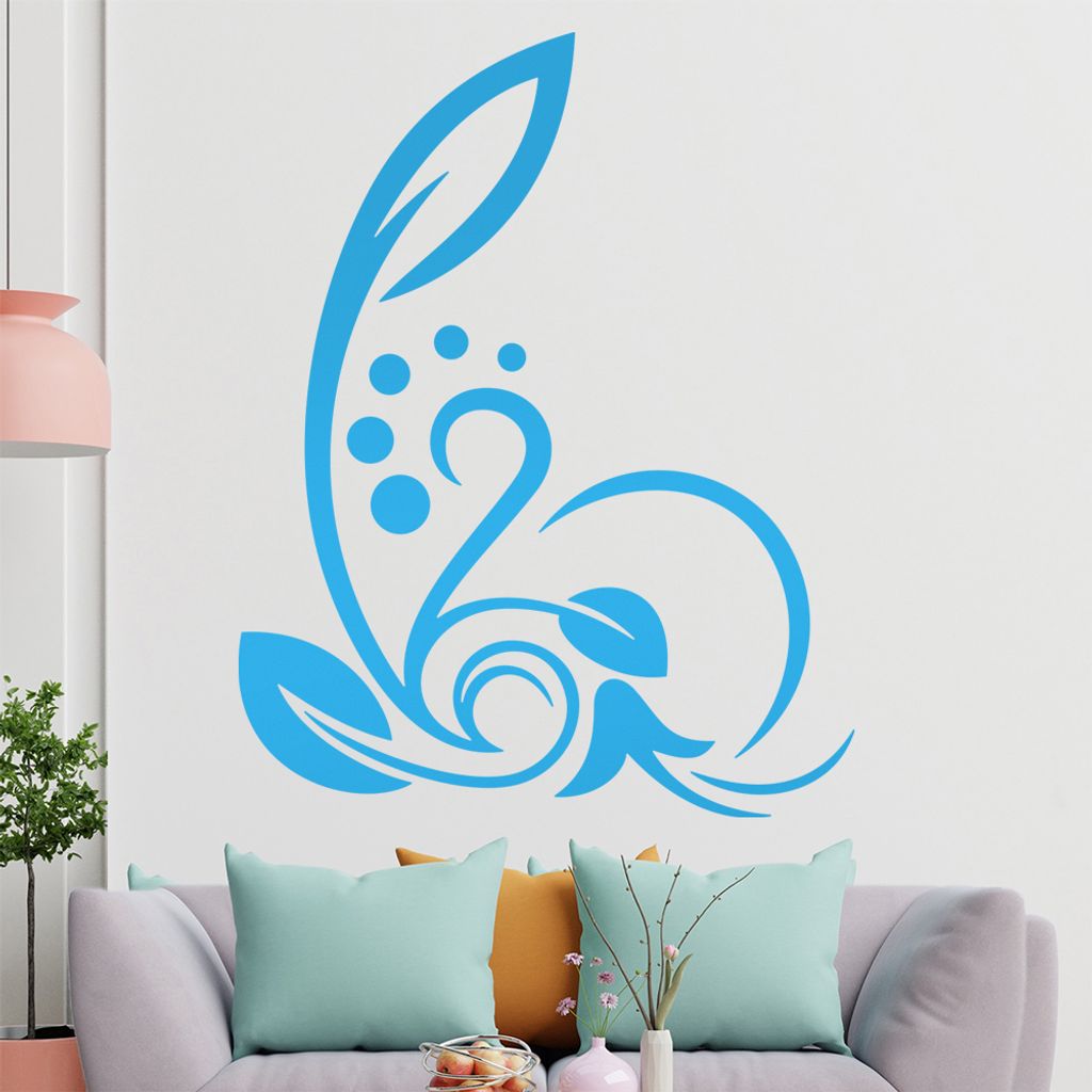 Blätter - Linien Punkte Wandtattoo in 6 Größen - Wandaufkleber Wall Sticker - Dekoration, Küche, Wohnzimmer, Schlafzimmer, Badezimmer