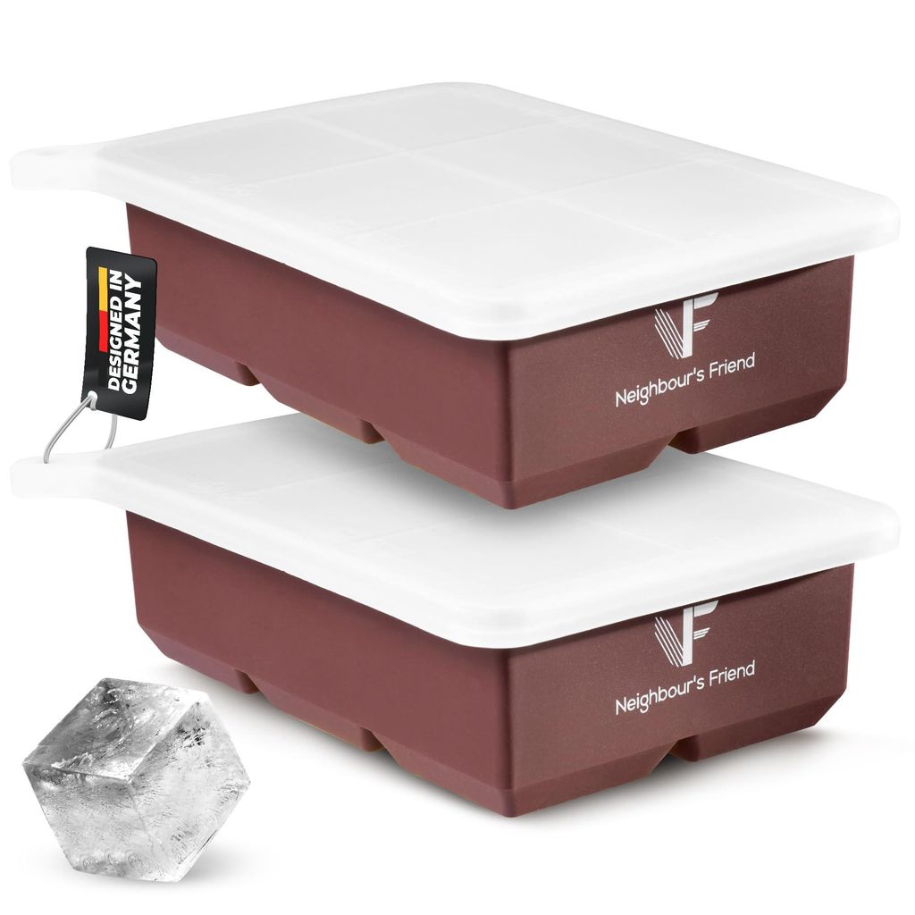 Neighbour’s Friend Eiswürfelform 2er Pack - XXL Eiswürfel für Whisky, Rum & Cocktails - 12x große Eiswürfel - Langlebige Platin-Silikon Eis ...