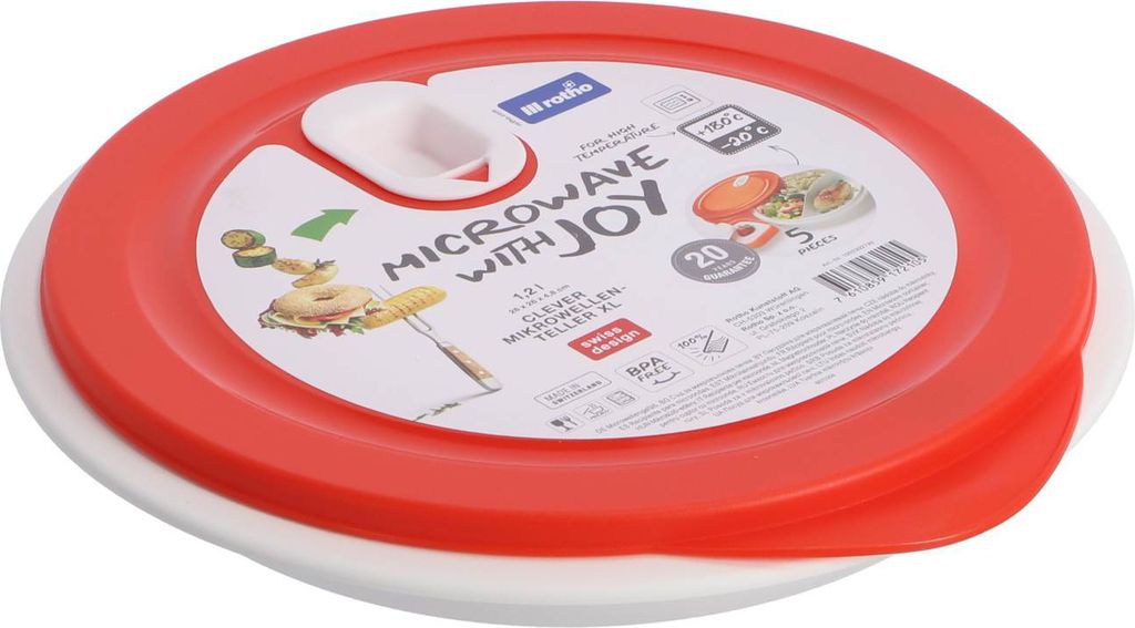 Rotho XL Clever Mikrowellenteller 1,2l mit Deckel und Obrázok produktu 