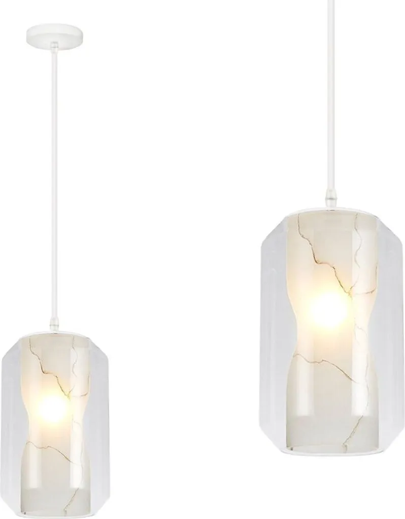 Lampadario Moderno tooLight App909-1Cp Marmo 18cm Vetro Trasparente