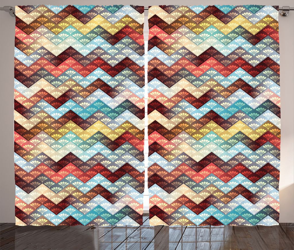 ABAKUHAUS Winkel Rustikaler Vorhang, Kunstvolle Barock Blumen, Wohnzimmer Universalband Gardinen mit Schlaufen und Haken, 280 x 225 cm, Mehrfarbig