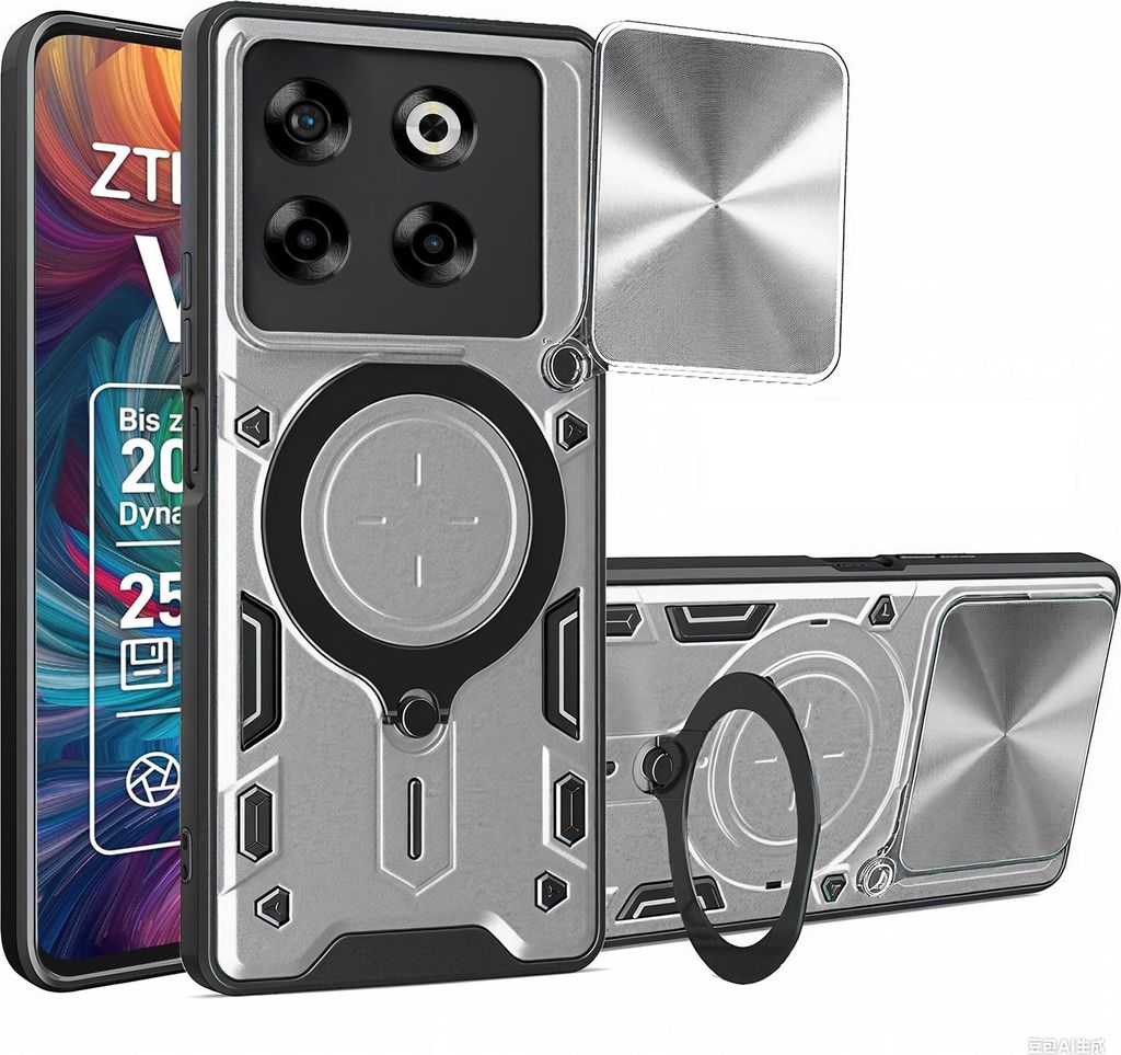 Outdoor Panzer Hülle für ZTE Blade V70 Handyhülle mit Slide Kameraschutz Ringhalter Bumper in Silber