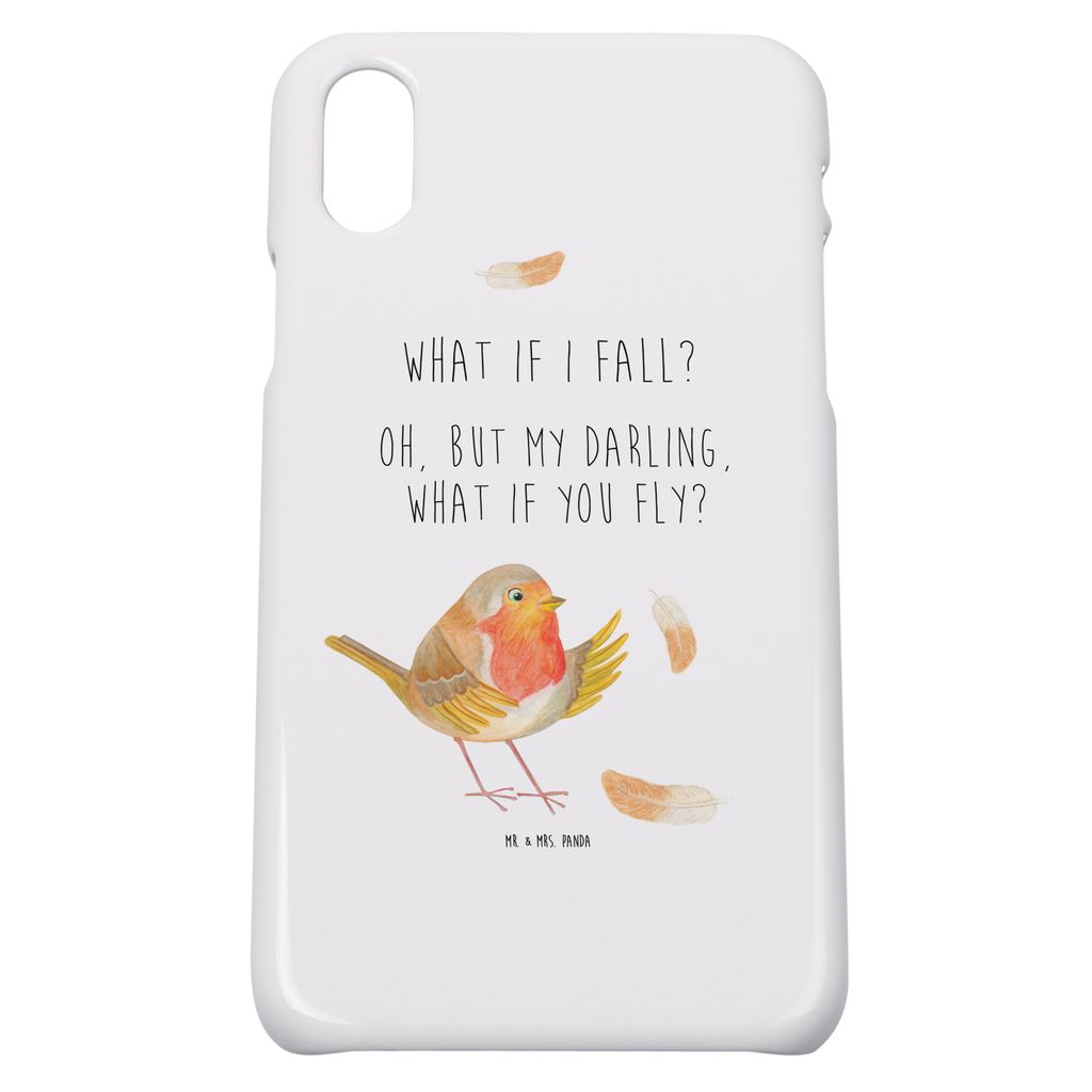 Mr. & Mrs. Panda Iphone 10 Handyhülle Rotkehlchen Federn - Weiß - Geschenk, Motivation Sprüche, Handy, X, Hülle, fliegen, Vogel, Spruch, Mut, L...