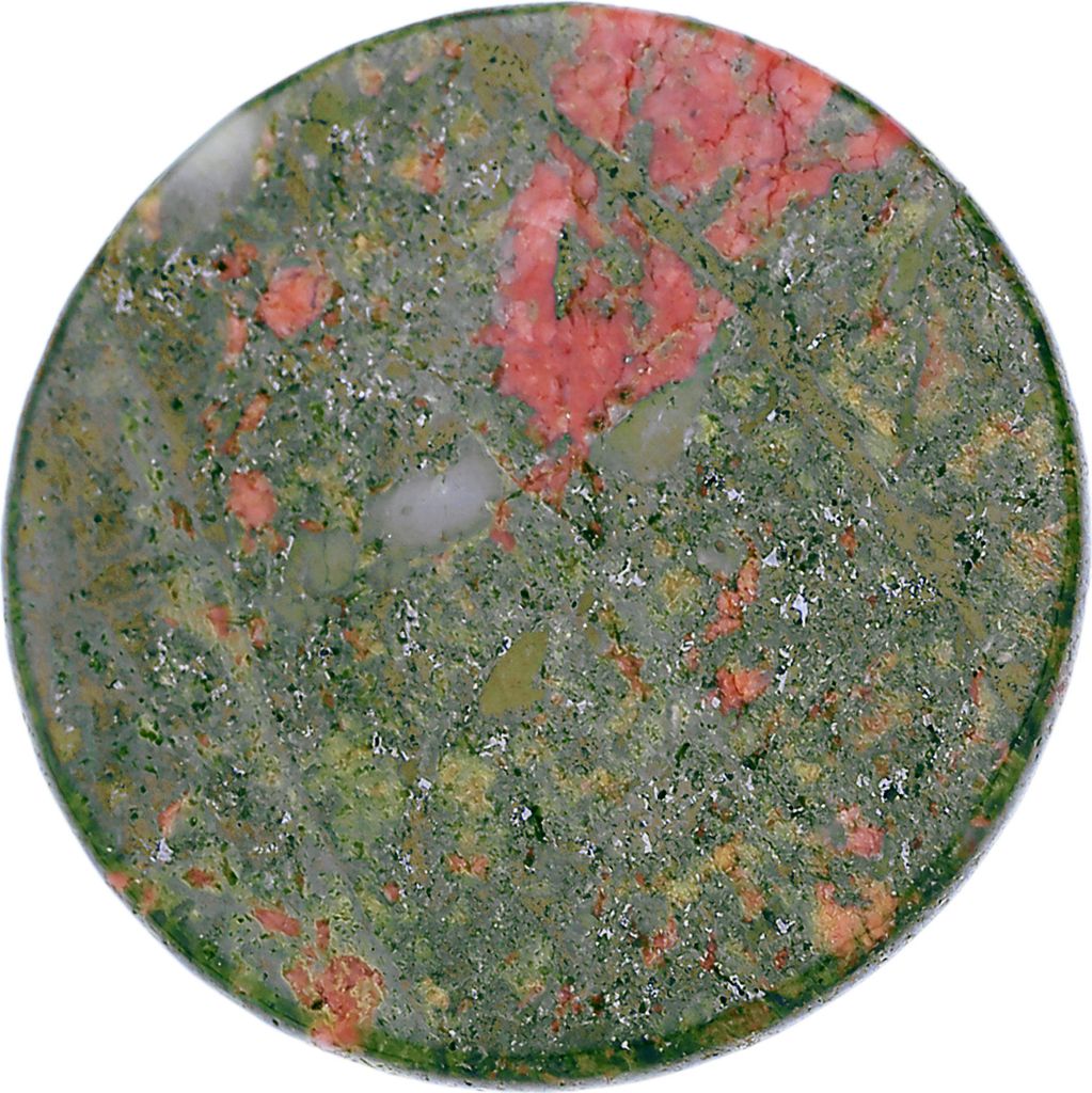 Morella Damen Coin 33 mm Edelstein Unakit Chakren Scheibe Halsketten-Anhänger und zur Stärkung