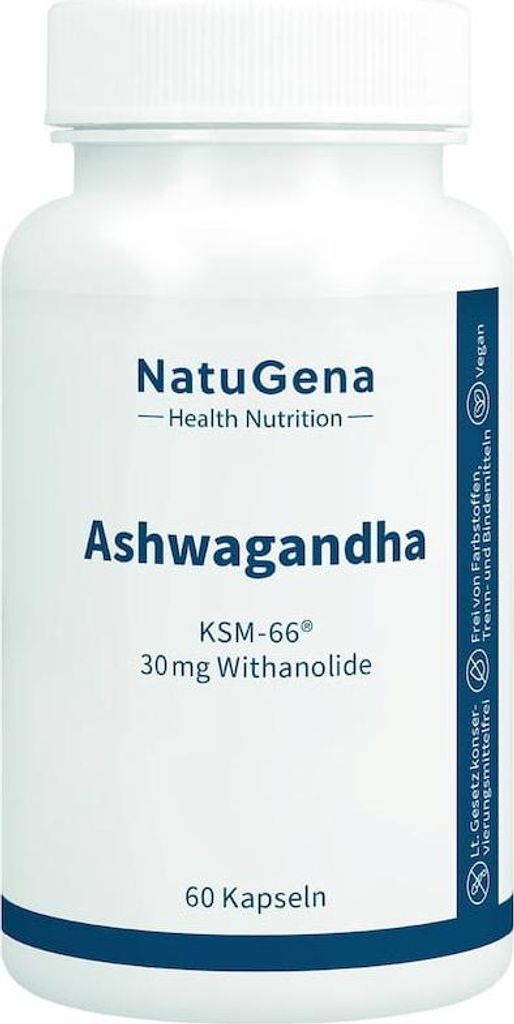 NatuGena Ashwagandha KSM-66 | 60 Kapseln | mit 30 mg Withanoliden pro Tagesdosis | vegan