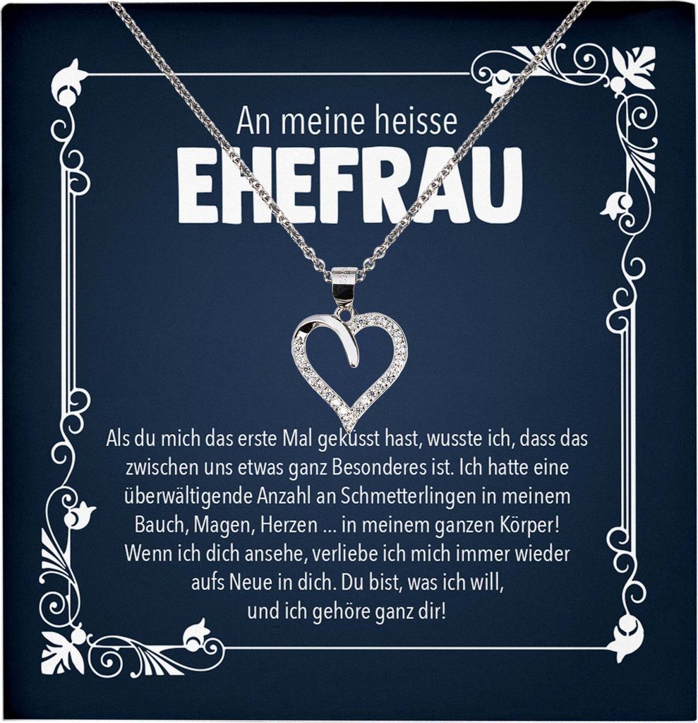 22Feels Heisse Ehefrau Geschenk Ich Liebe Dich Frauen Herz Halskette Valentinstag Schatz Hochzeitstag Damen Collier Ehejubiläum (Damen Silber 925/...
