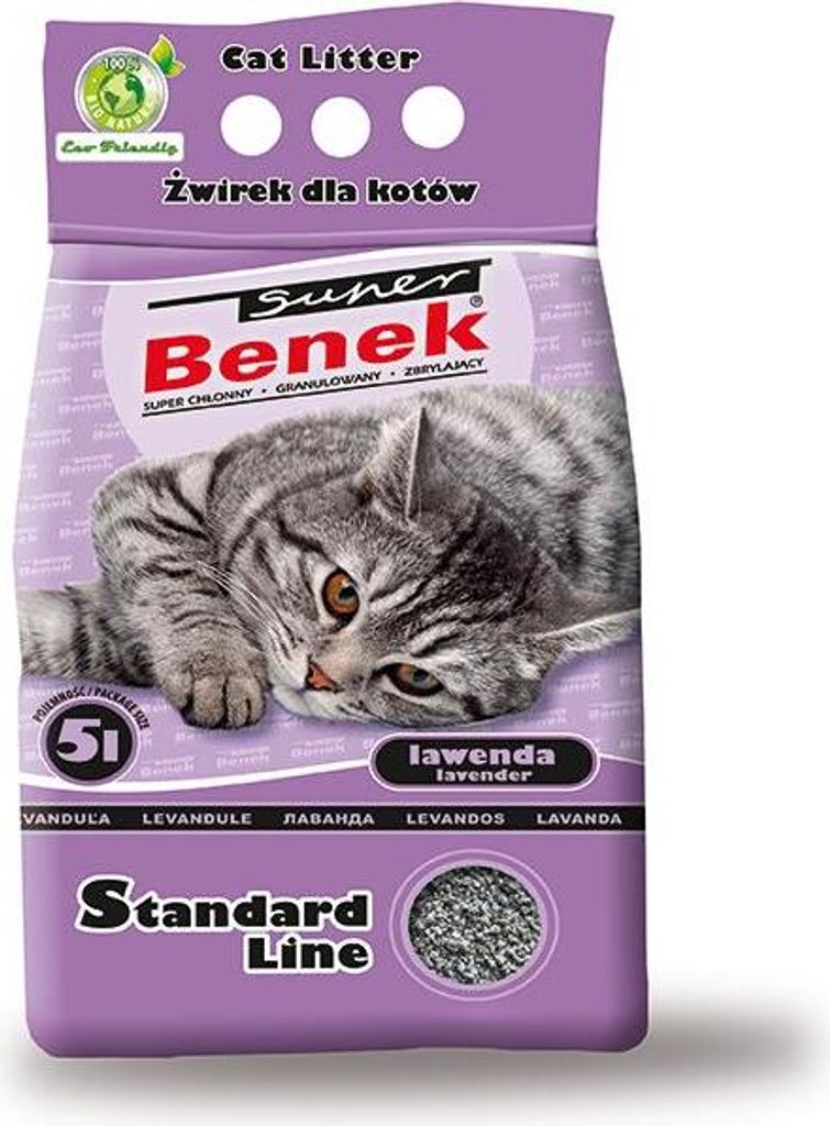 Super Benek Standard Line Lavender - klumpendes Bentonit-Katzenstreu mit Lavendelduft 25L