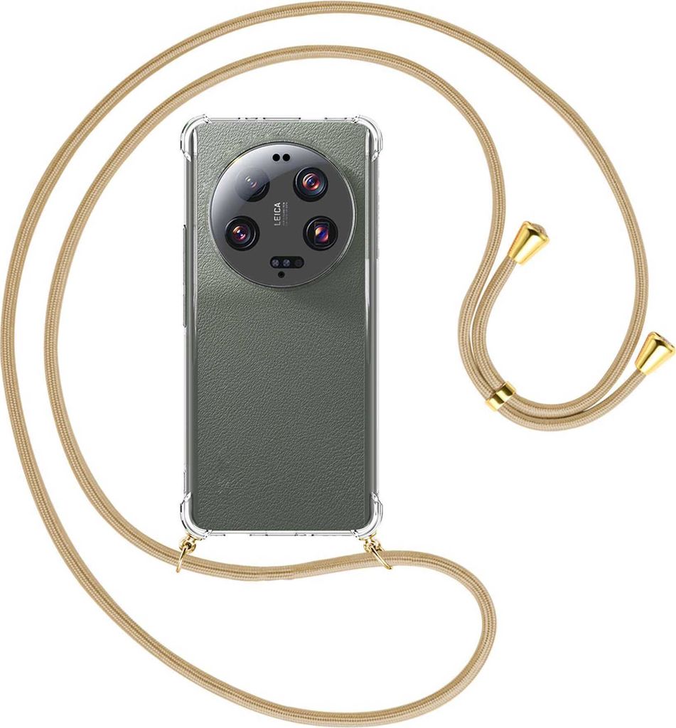Handykette Backcover-Schutzhülle mit Band (Metall goldfarben) für Xiaomi 13 Ultra (6.73'') - caramel