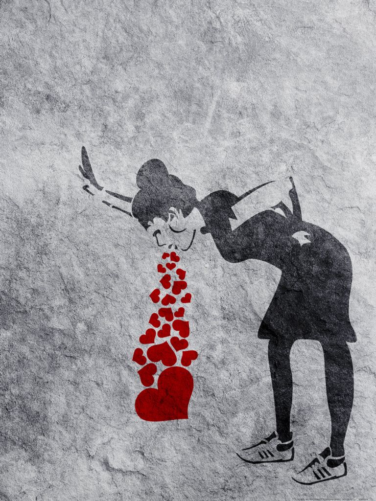 Streetart Kunstdruck Bild - Lovesick Girl, Banksy (80 x 60 cm)