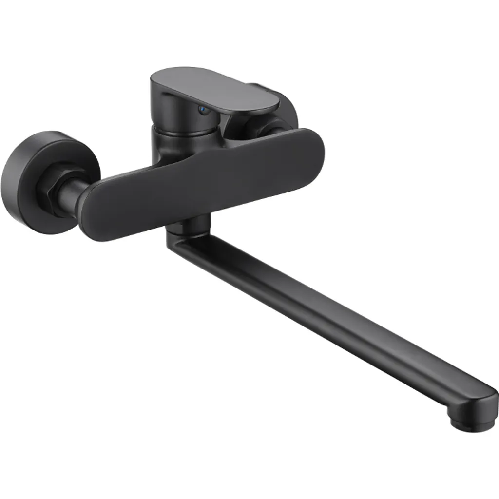 Robinet mitigeur lavabo noir à bec long pour salle de bain style Milo
