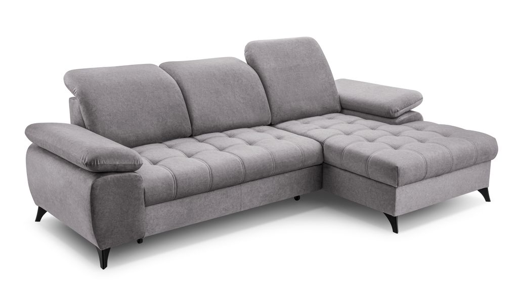 Ecksofa mit Schlaffunktion BELLO, Ottomane rechts, L-Form, Farbe: Grau (Whisper17)