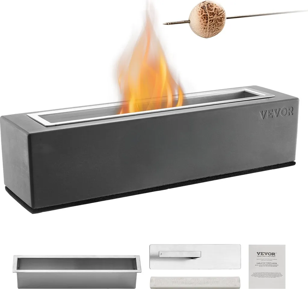 Foyer de table sans fumée en acier - Combustion propre 380x100x135mm