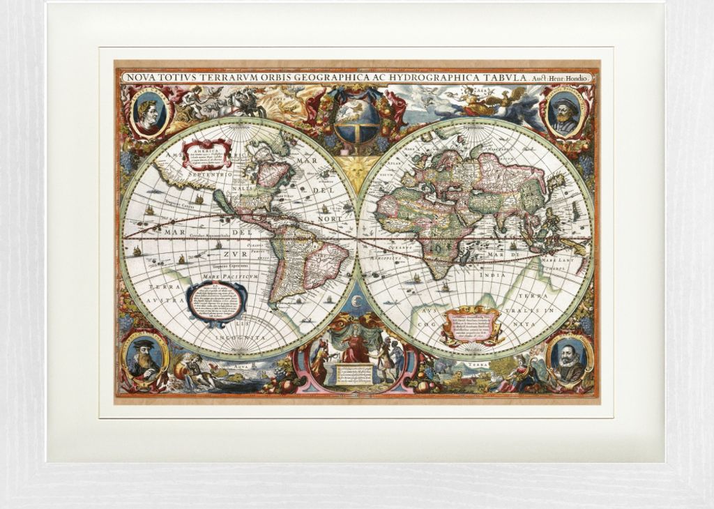 Historische Landkarten Gerahmtes Bild Mit Edlem Passepartout | Wand-Bilder | Im Bilderrahmen - Weltkarte, Nova Totius Terrarum, 1630 (30 x 40 cm)