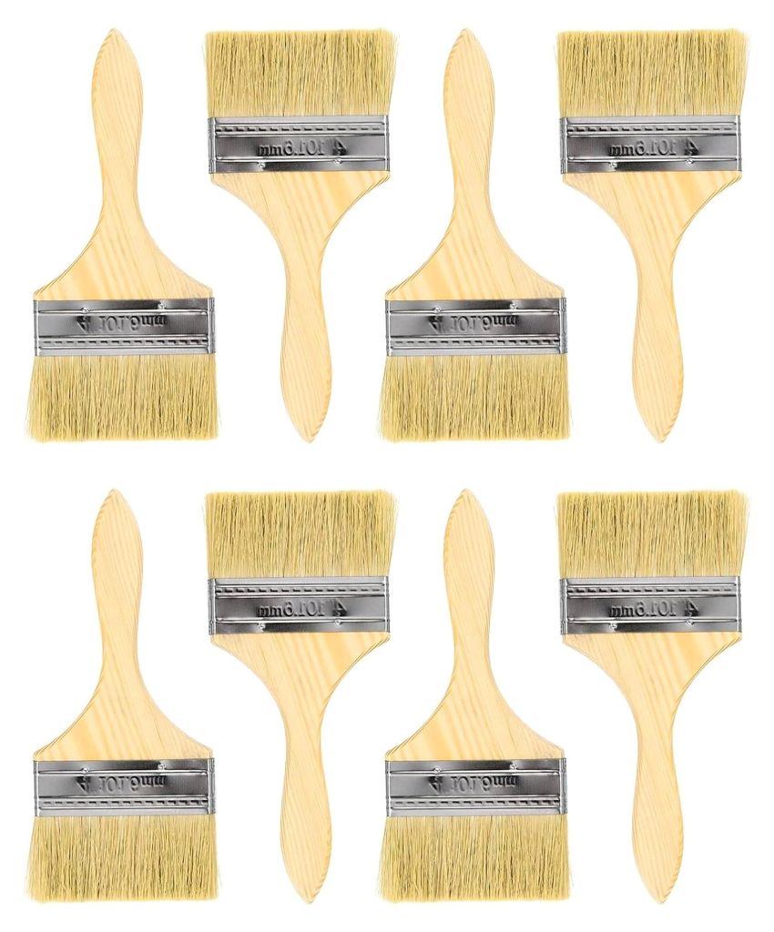 Flache Malpinsel, 10,2 cm, synthetische Borsten, Holzgriff, für DIY, Kunst, Malerei, Möbel, Schrank, Zäune, Deck, Wand, Tür, Zierleiste, 8 Stück