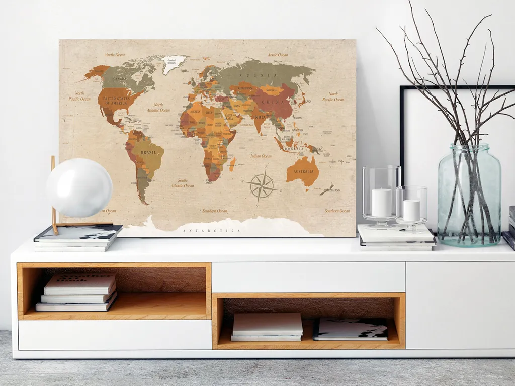 Offerta Quadro Mappa Mondo Beige 90x60 k-C-0048-b-e TNT Alta Resa - 5