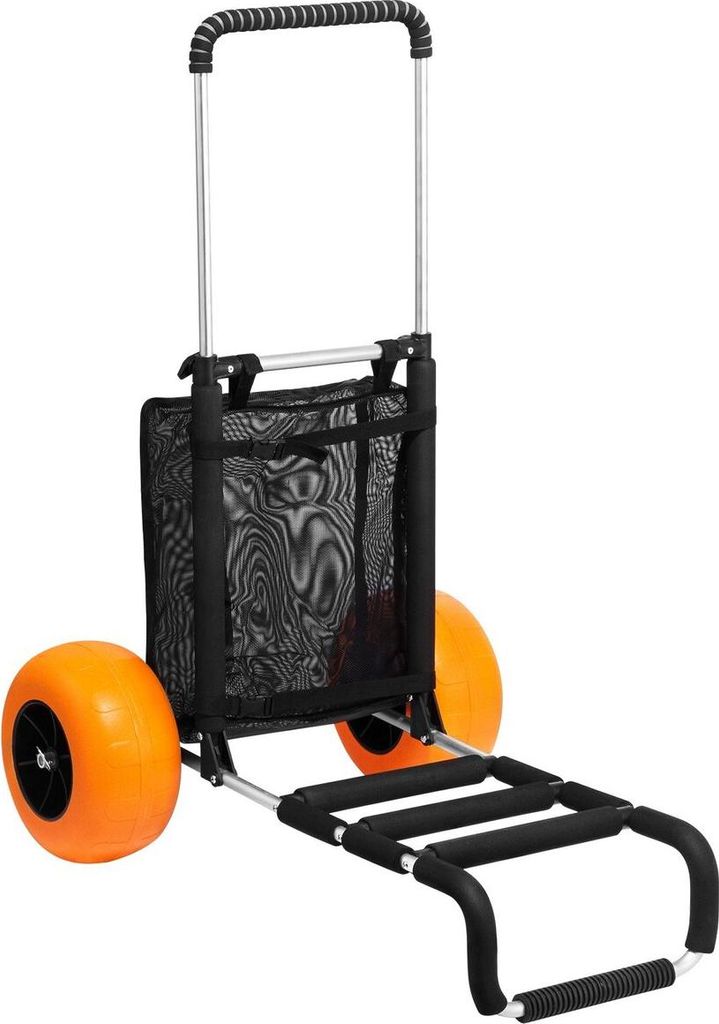 Beach Dolly with Big Wheels for Sand, 29.9" x 15.4" Cargo Deck, w/ 12" Foam Wheels, 165LBS Loading Capacity Folding Sand Cart & 27" to 44.7" Adjust...