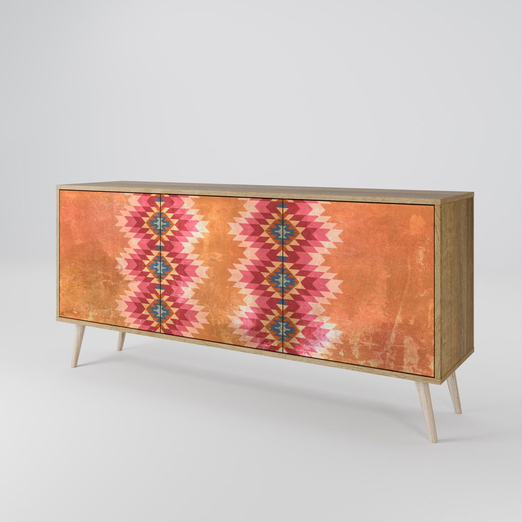 Spacerebels Kommode mit 3 Türen - Sideboard Komodenschrank - Highboard - Kleiderschrank Möbel - Wohnzimmer Schlafzimmer - 57,5×111×42 (HxBxT)