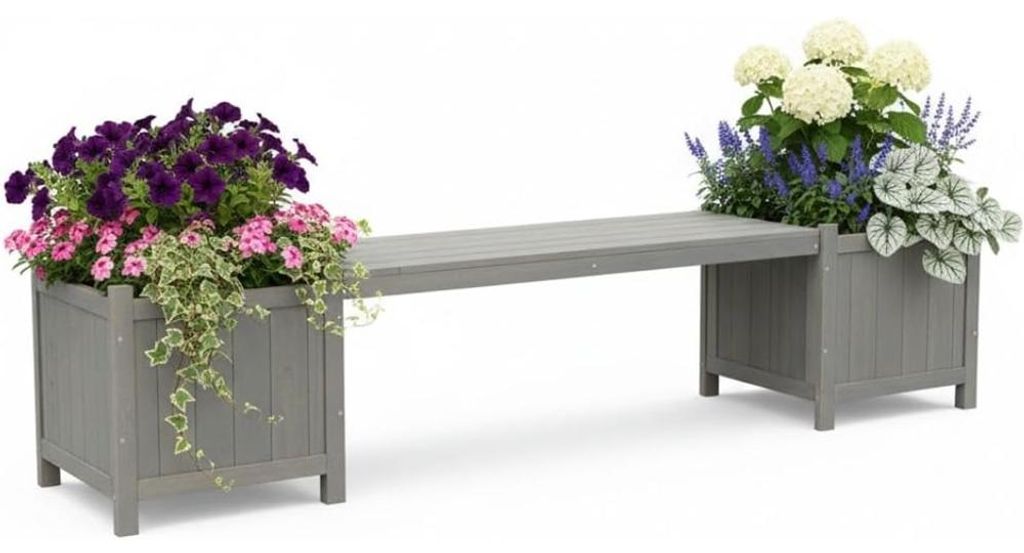 Mucola Gartenbank mit Blumenkästen Holzbank Holz Garten Produktbild 