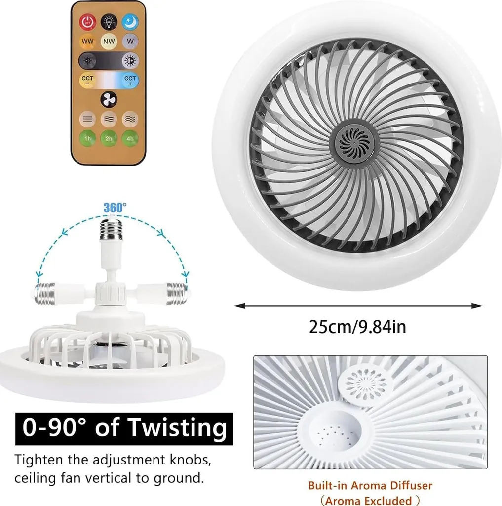 Ventilateur de plafond pour chambre LED 30W avec télécommande et E27