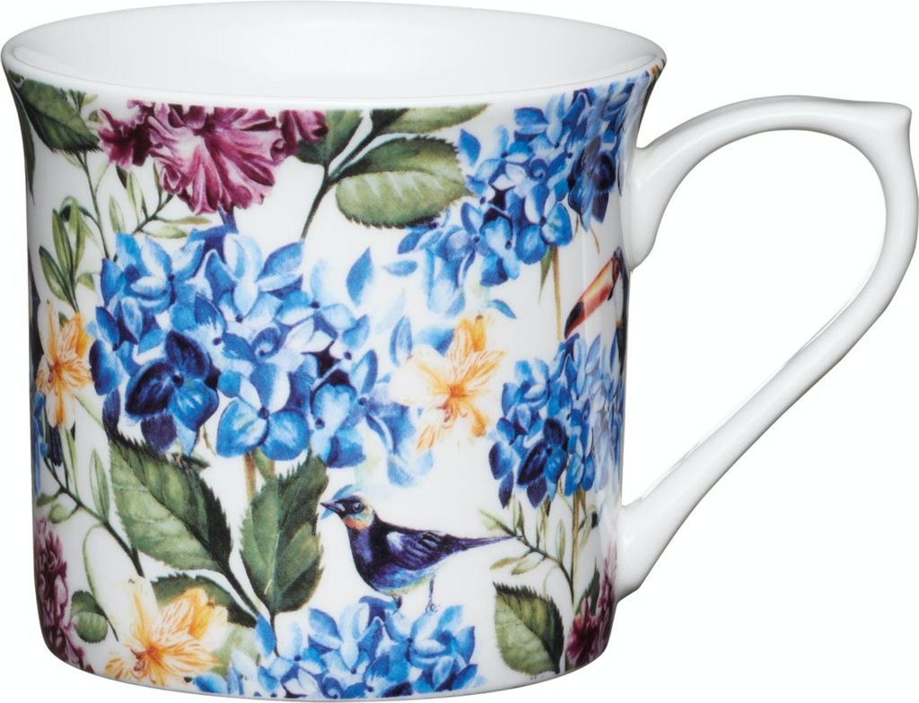 Kitchencraft Fine country Floral 'geriffelt gemusterte de Blumenbecher, 300 ml (Set de 4), Bone China, Multi/Farbe, 11,5 x 8,5 x 8 cm
