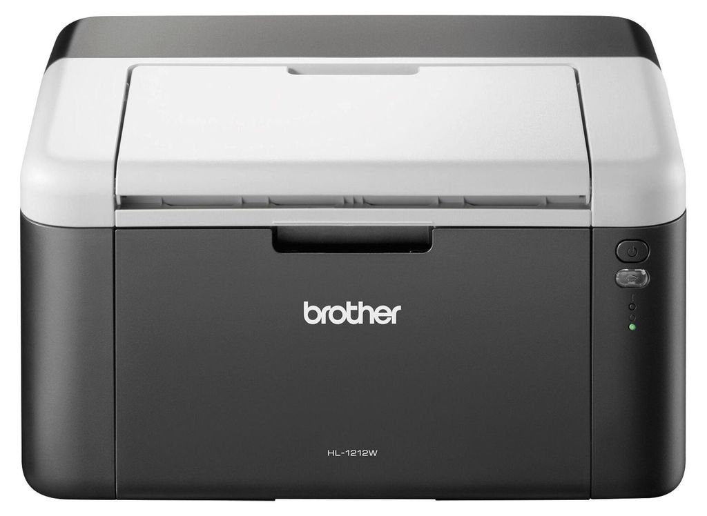 A front view of a Brother HL-1212W black and white laser printer.