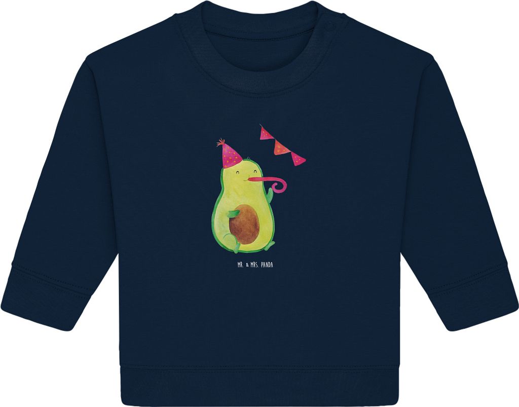 Mr. & Mrs. Panda Organic Baby Pullover Avocado Party Zeit 24. - 36. Monat - French Navy - Geschenk, Happy Birthday, Geburtstag, Geburtstagsfeier, B...
