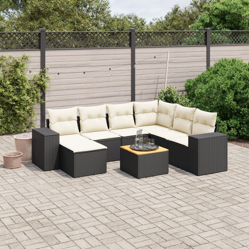 Maison Exclusive - 8-tlg. Garten-Sofagarnitur mit Kissen Schwarz Poly Rattan