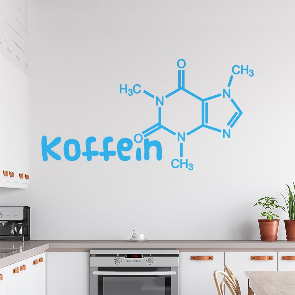 Koffein Formel Wandtattoo in 6 Größen - Wandaufkleber Wall Sticker - Dekoration, Küche, Wohnzimmer, Schlafzimmer, Badezimmer