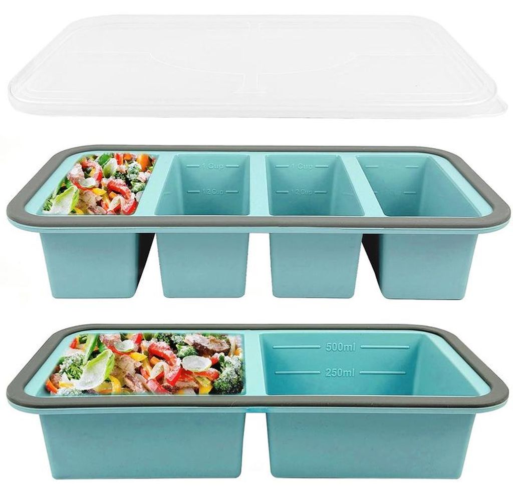 2St Silikon Gefrierform mit Deckel, BPA-frei Suppenwürfel Produktbild 