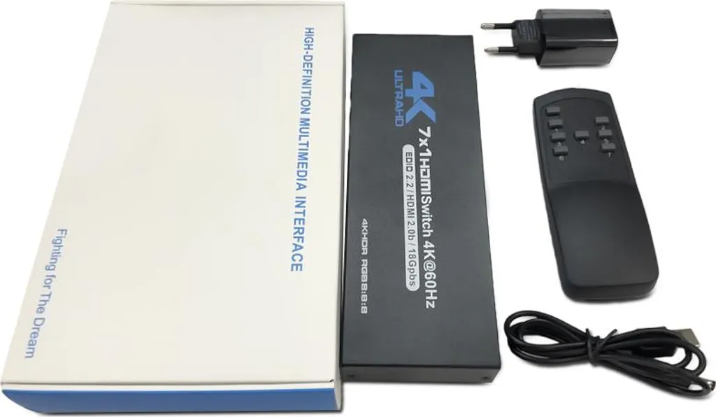 Switch HDMI 4K 60Hz 7 Ports avec Télécommande pour Lecteur DVD et Gaming