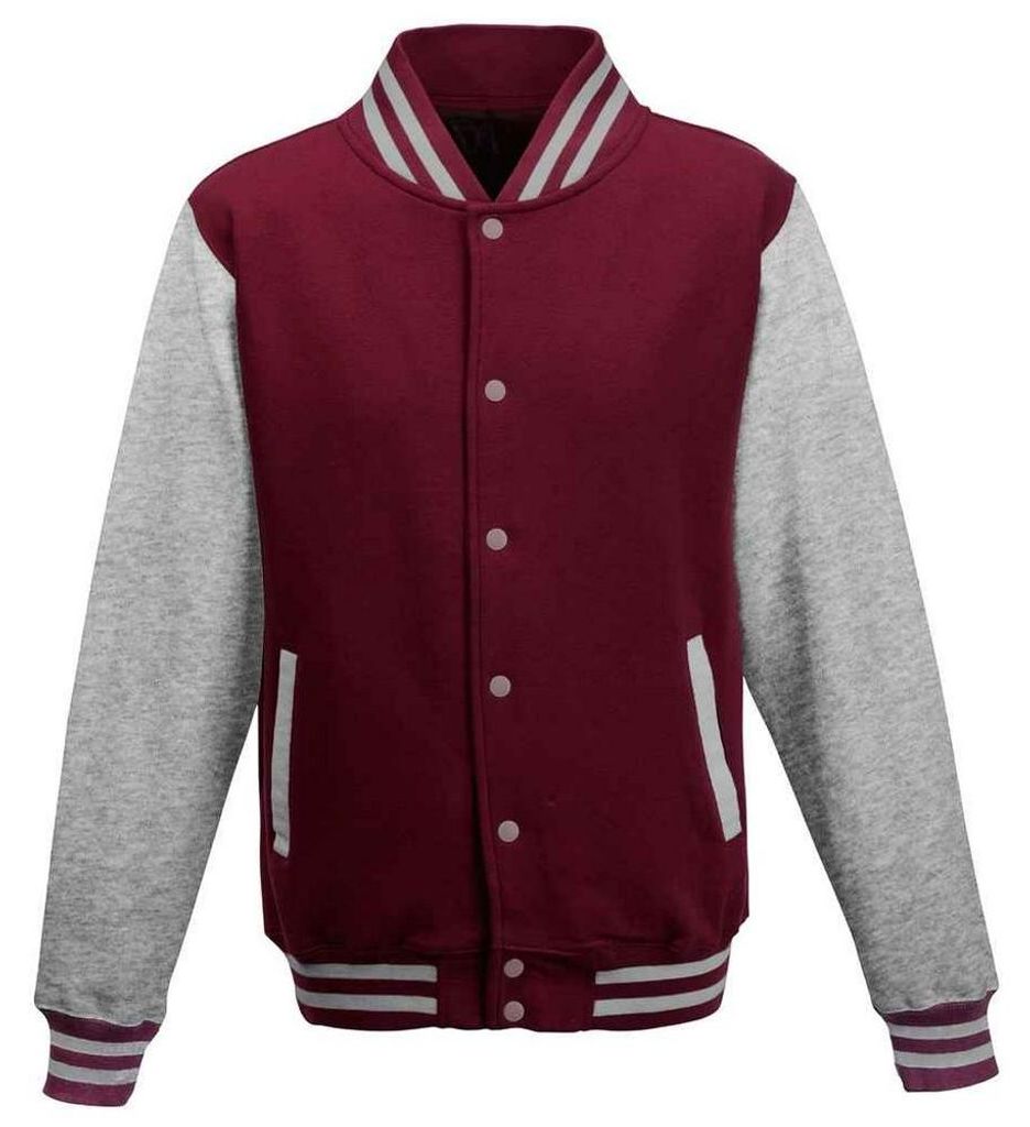 Awdis - Varsity-Jacke (US-College-Stil) für Herren/Damen Uni LT2112 (XS) (Burgunderrot/Grau meliert)