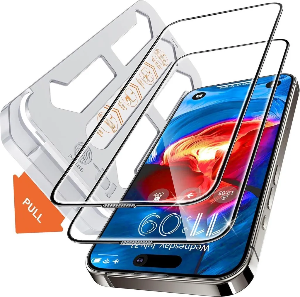 Tentoki Vetro iPhone 15/14 Pro/16 Schermo Pieno Blindato 2 Pezzi