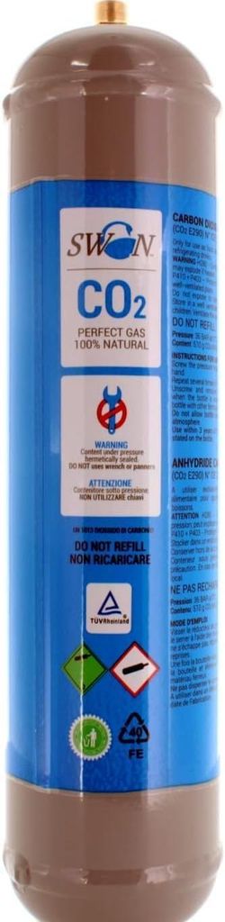CO2 Einwegflasche 600 g – M11x1 Anschluss – E290 Lebensmittelqualität – – für Wassersprudler