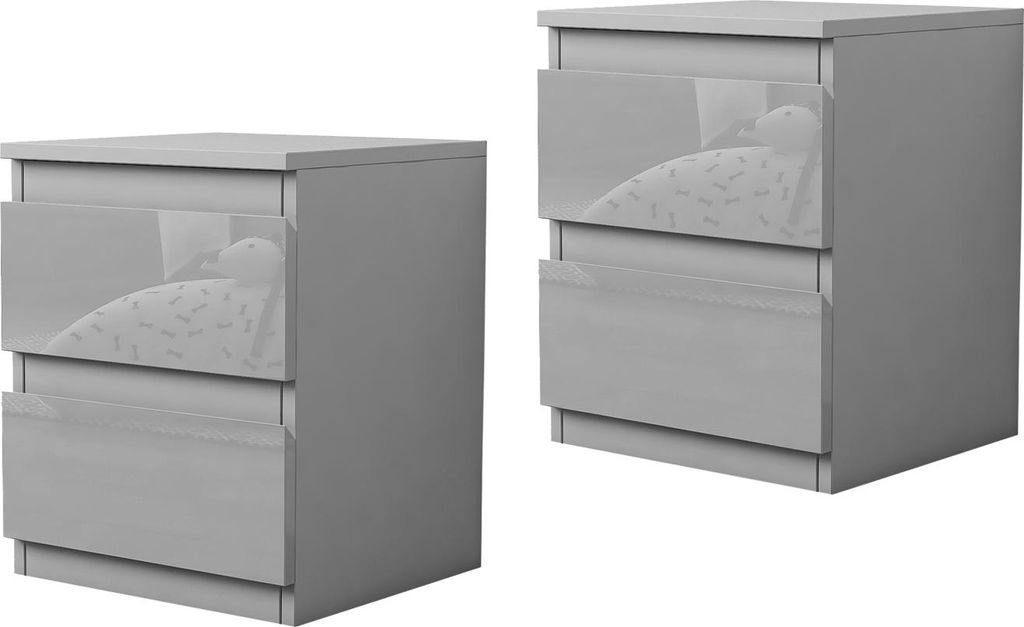 Nachtschrank Kenji Hochglanz 2er-Set Produktbild 