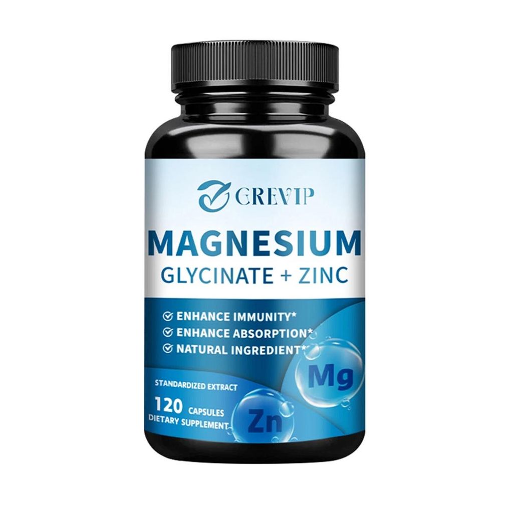 Magnesium Glycinate 500mg + Zinc (120 Kapseln) Nahrungsergänzungsmittel, schlaf, Stress, Knochen, Gelenke, Muskeln, Gehirn, Herz, Immunsystem