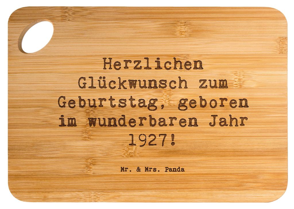 Mr. & Mrs. Panda Frühstücksbrettchen Spruch 1927 Geburtstag - Transparent - Geschenk, Jubilar, Erinnerungsgeschenk, holzschneidebrett, Happy Birt...