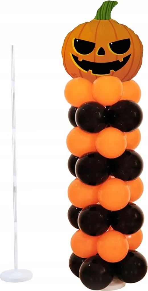 Structure colonne ballons Halloween stable et réutilisable noir et orange