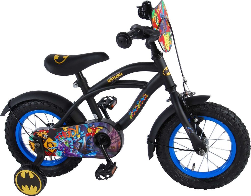 TPFSports DC Batman Kinderfahrrad - Jungen - 12 Zoll - Rücktritt + Handbremse - Schwarz