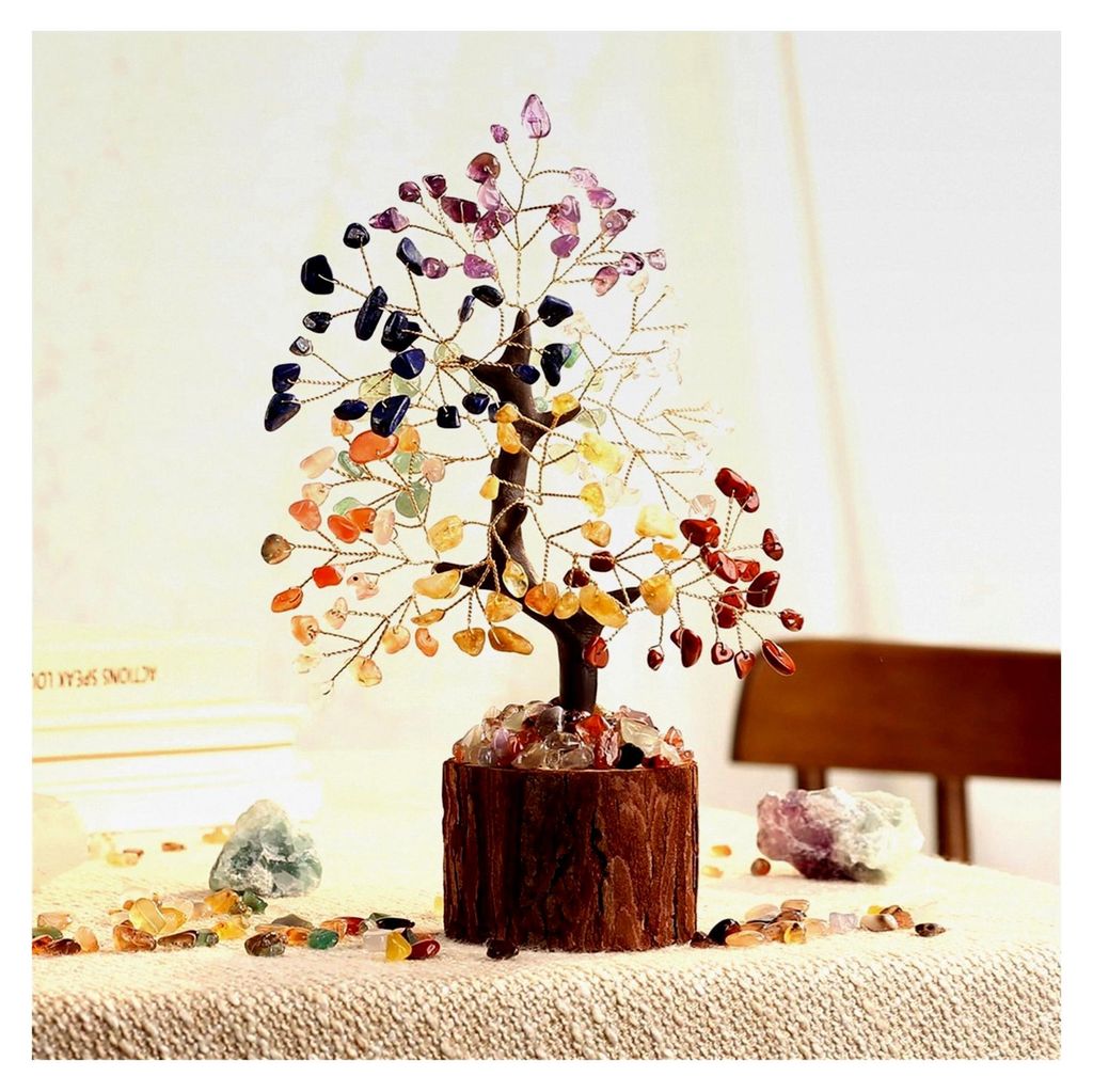 Chakra Steine Kristallbaum Edelsteine Deko Heilsteine Geldbaum Lebensbaum Spirituell Geschenke für Frauen Esoterik Feng Shui Bonsai Baum