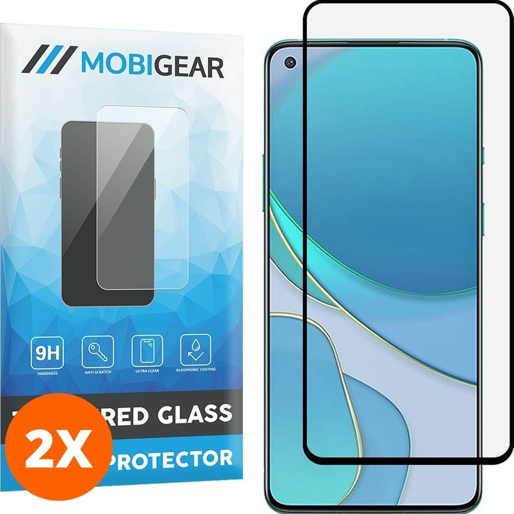 Mobigear Premium 4.99 OnePlus 8T Panzerglas Gehärtetes Glas Displayschutz - Hüllenfreundlich - Schwarz (2er Pack)