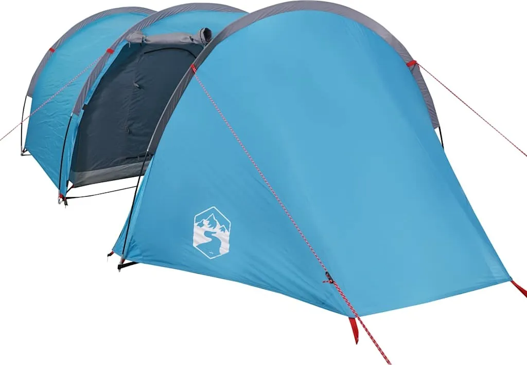 Grande tente de camping familiale 4 places étanche coloris bleu ciel