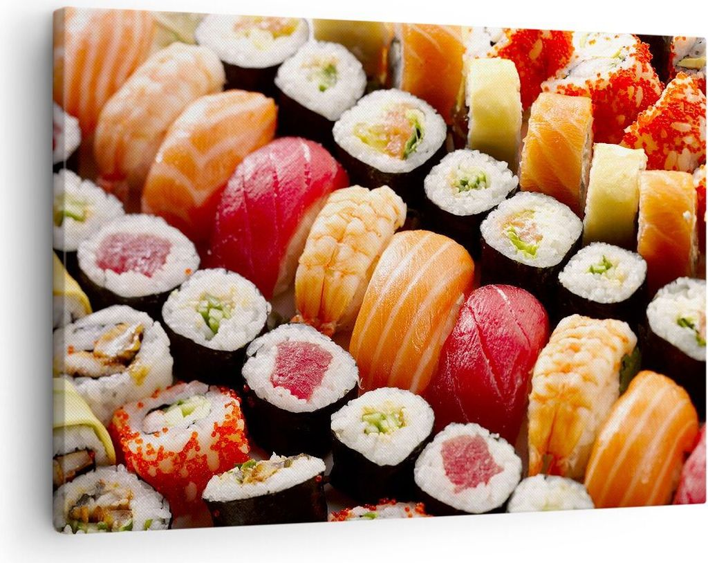 Bild auf Leinwand - Leinwandbild - Japan Asien Sushi Fisch - 70x50cm - Wand Bild - Wanddeko - Leinwanddruck - Bilder - Kunstdruck - Wanddekoration ...