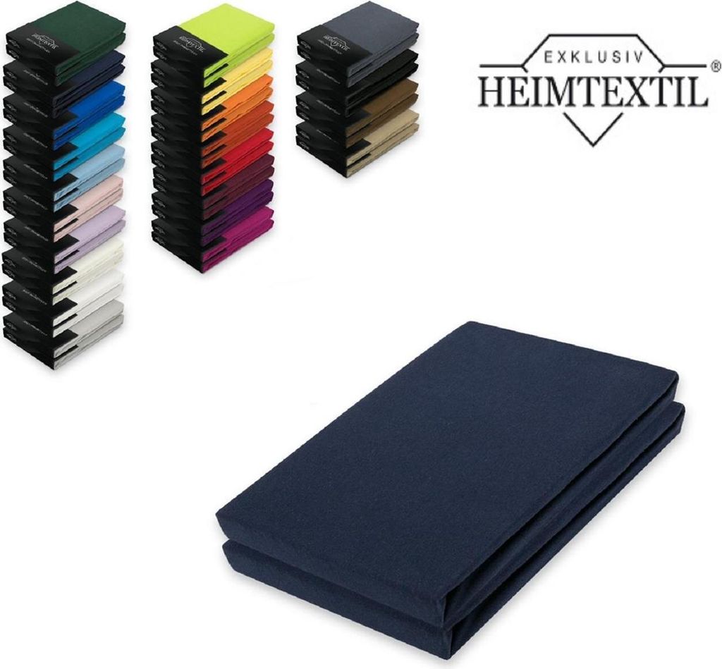 Marke Jersey Spannbettlaken Doppelpack Rundumgummizug 200 x 220 cm Navyblau