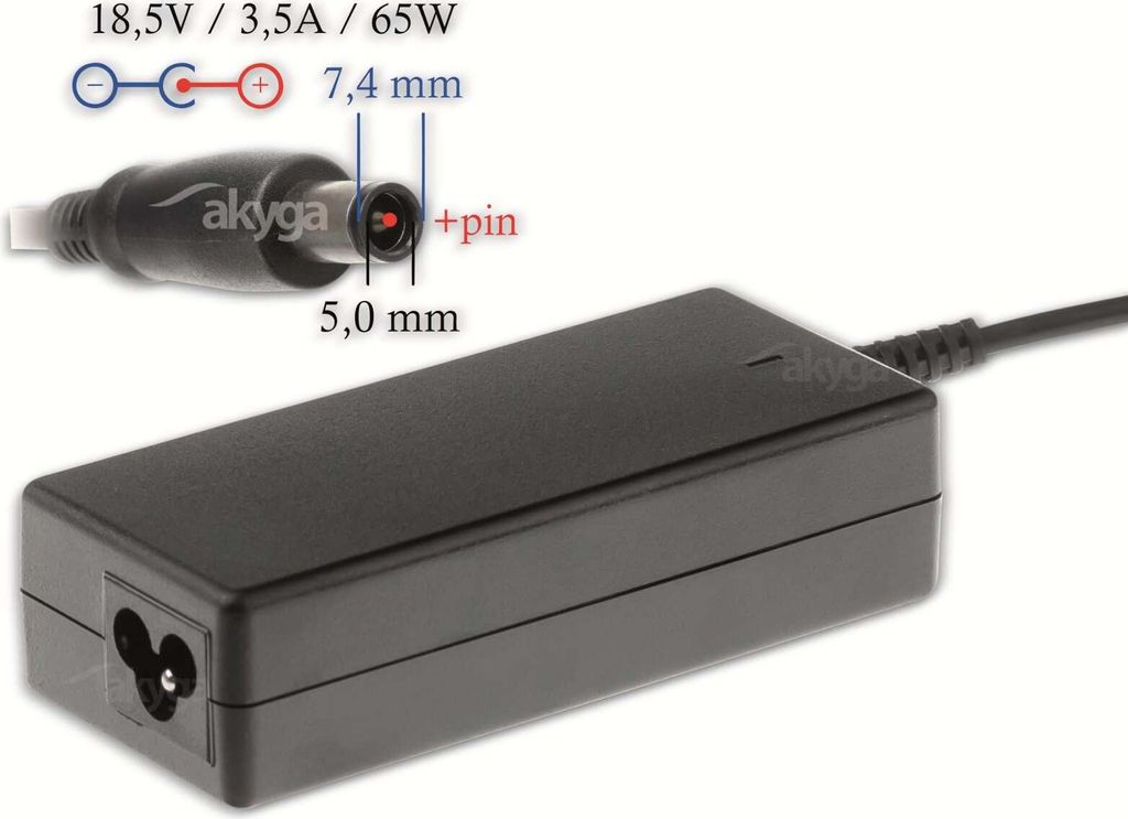 Akyga AK-ND-03 Zasilacz do laptopa HP Compaq 18.5V 3.5A 65W 7.4 x 5.0 mm + pin