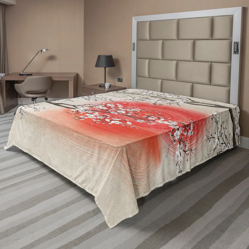 Drap de lit décoratif Sakura en tissu doux Gris et Jaune 244x205 cm