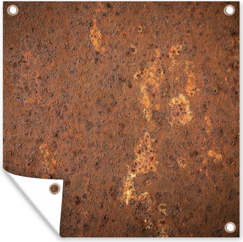 MuchoWow 50x50 cm Outdoor-Poster Gartendeko Sichtschutz Garten Poster für den Garten Braun - Orange - Abstrakt - Vintage - Rost - Muster