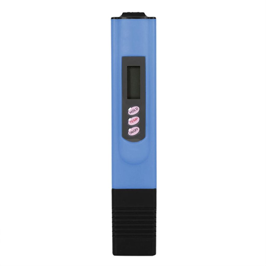 Digitaler LCD-Wasserqualitätsprüfstift, Reinheitsfilter, TDS-Messgerät, Tester, 0–9999 PPM, Temperatur, Blau