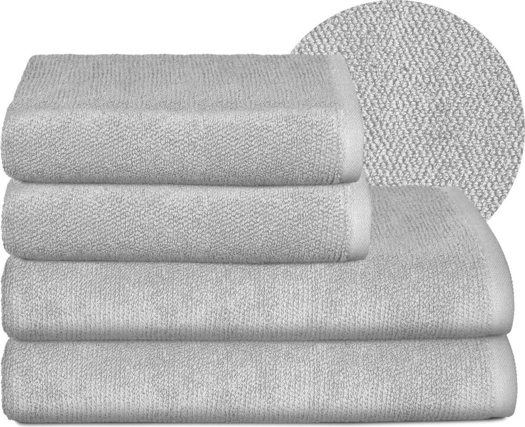 BEAUTEX Handtuch-Set Premium Frottier Sets, Europe, 100% Baumwolle 550g/m², Oeko-TEX ,Hellgrau,Set: 2 Hand-, 2 Badetücher
